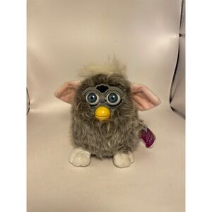 VTG 1999 Tiger Furby Electronics 70-800 Gray Fur Pink Ears Blue Eyes Toy